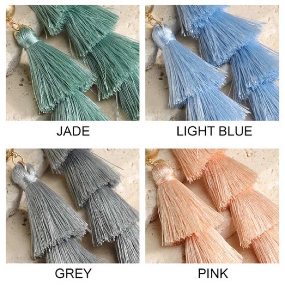 Tiered Tassel Earrings Pink - Picture 5 of 8